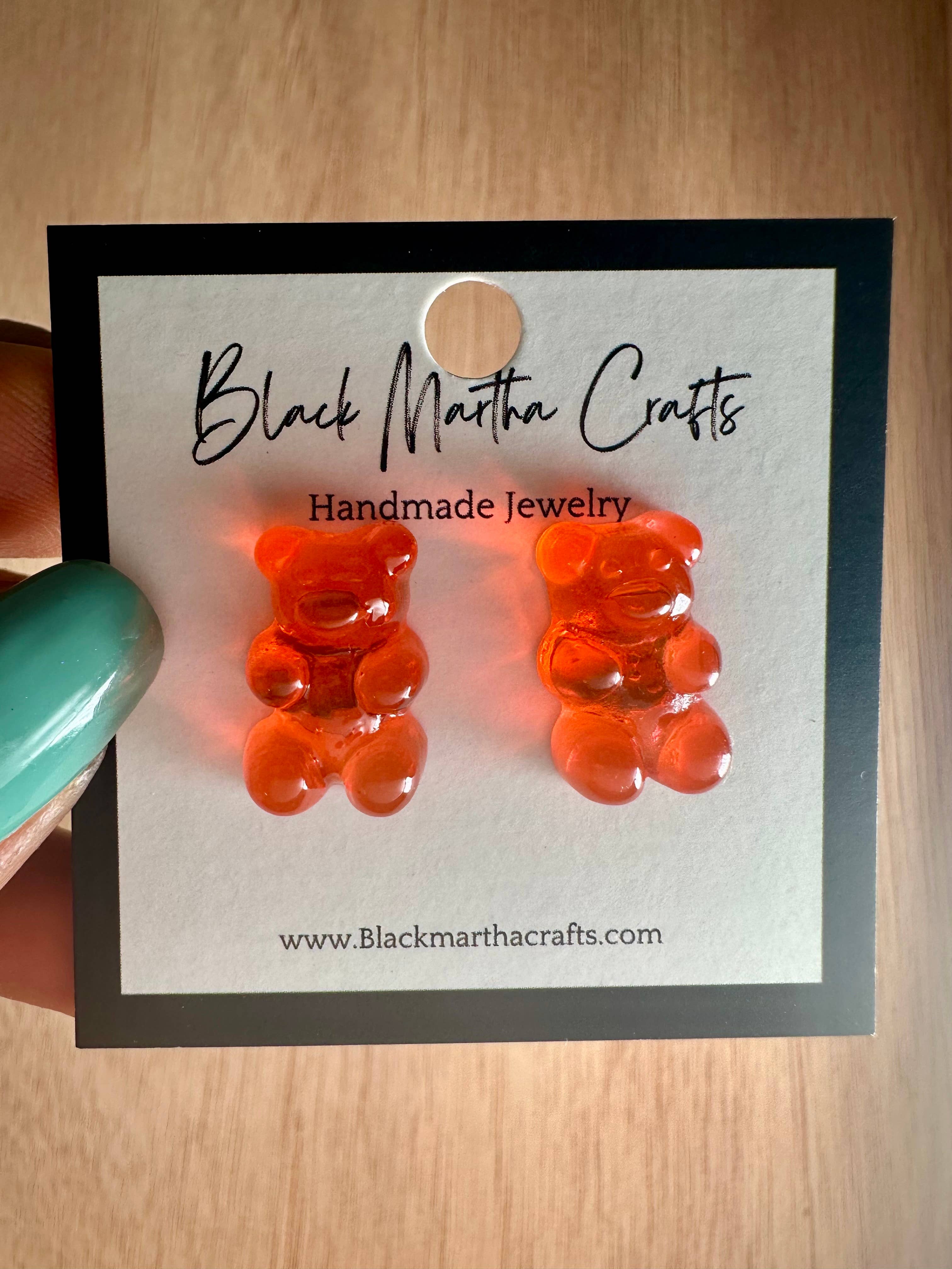 Black Martha Crafts - Wholesale Dangle Earrings - Teddy Grizzley- Teddy Bear Resin Stud earrings8