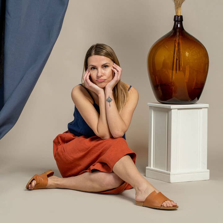 menique - Wholesale Skirt - Women's - Linen Midi Skirt Sophia - Casual Linen Skirt with Pockets7