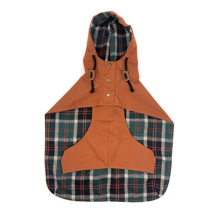 Poncho de pluie pour chien - Orange brûlé pour la vente par Milltown Brand