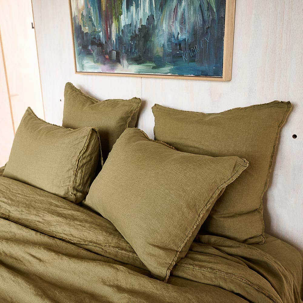 French Linen Pillowcase Set - Olive for wholesale on Faire0