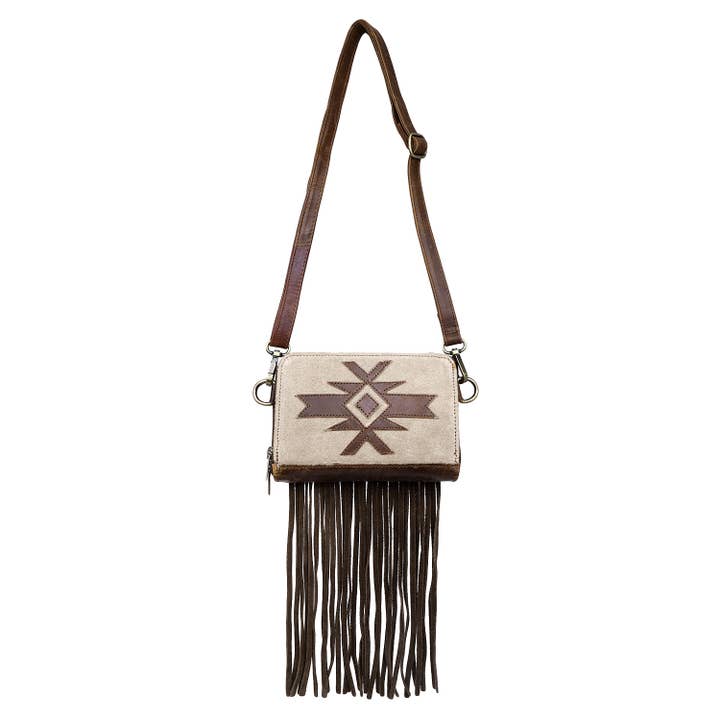 Clutch voor dames met leren franjes - Rustic Cherry Stone Aztec voor wholesale door Sixtease Bags USA