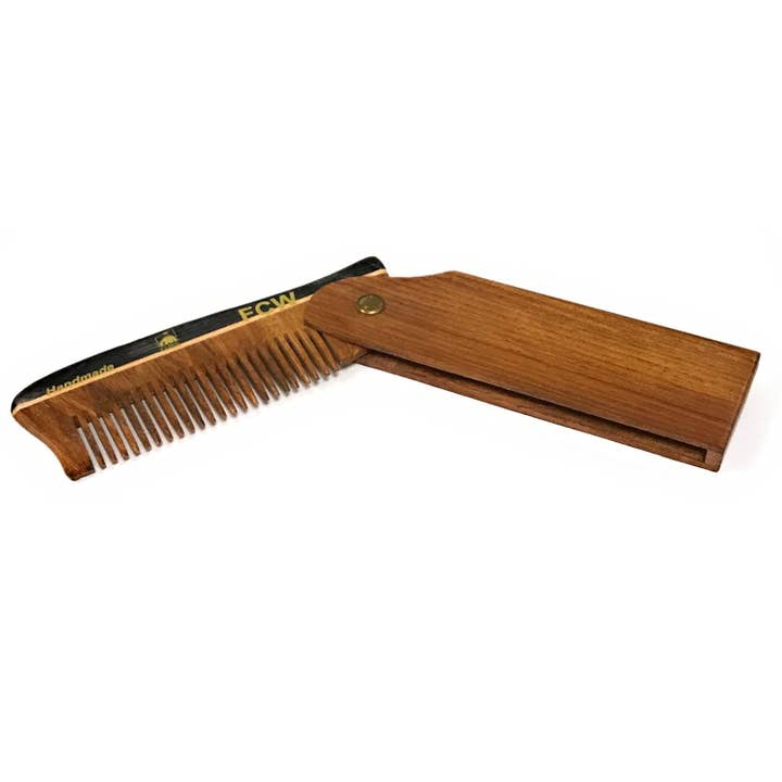 GENTS FINE GROOMING PRODUCTS - Venta al por mayor Cepillo/peine para barba - Peine de barba plegable de madera GBS FCW