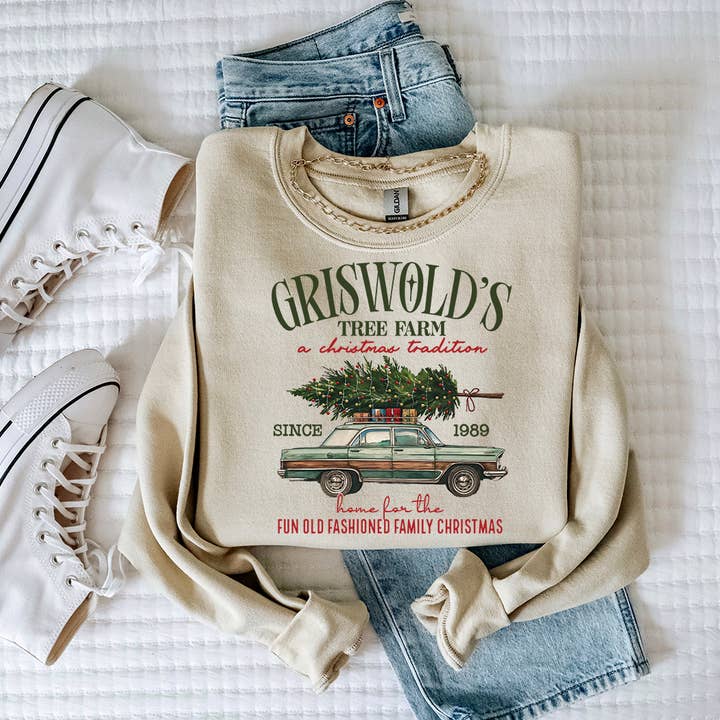 Griswolds Holiday Graphic Crewneck for wholesale by Talking Too Loud Apparel