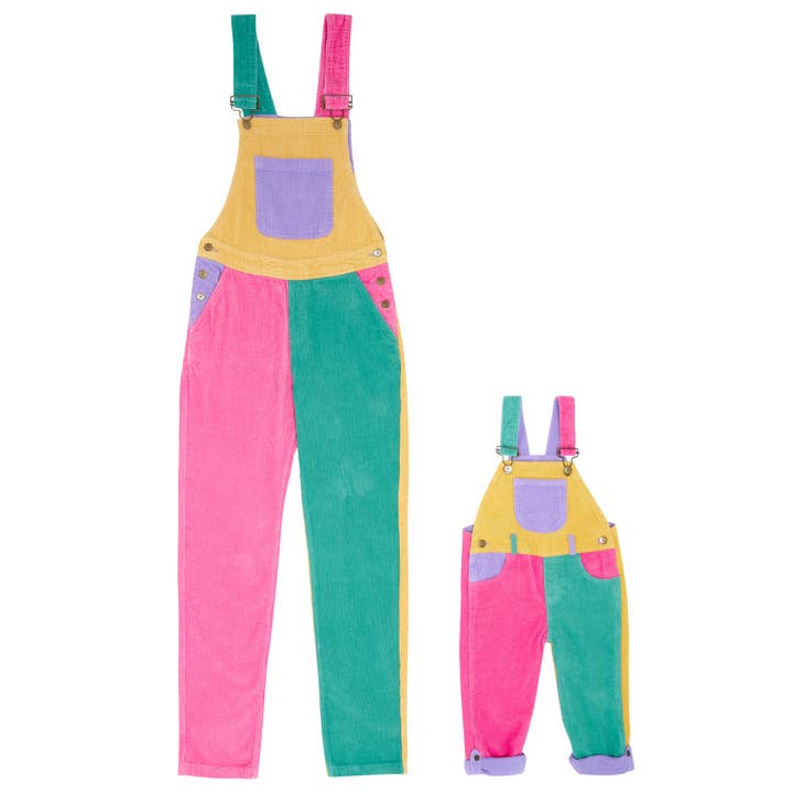Dotty Dungarees – wholesale Overalls – Women's – Adult Bright Patchwork Corduroy Dungarees3