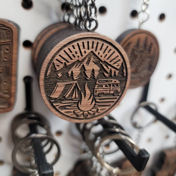 Campsite Keychain for wholesale by Two Makers Crew