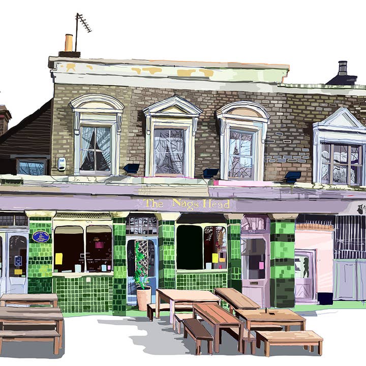 Tomartacus - Wholesale Art Print - The Nag's Head, Walthamstow, East London Illustration Print