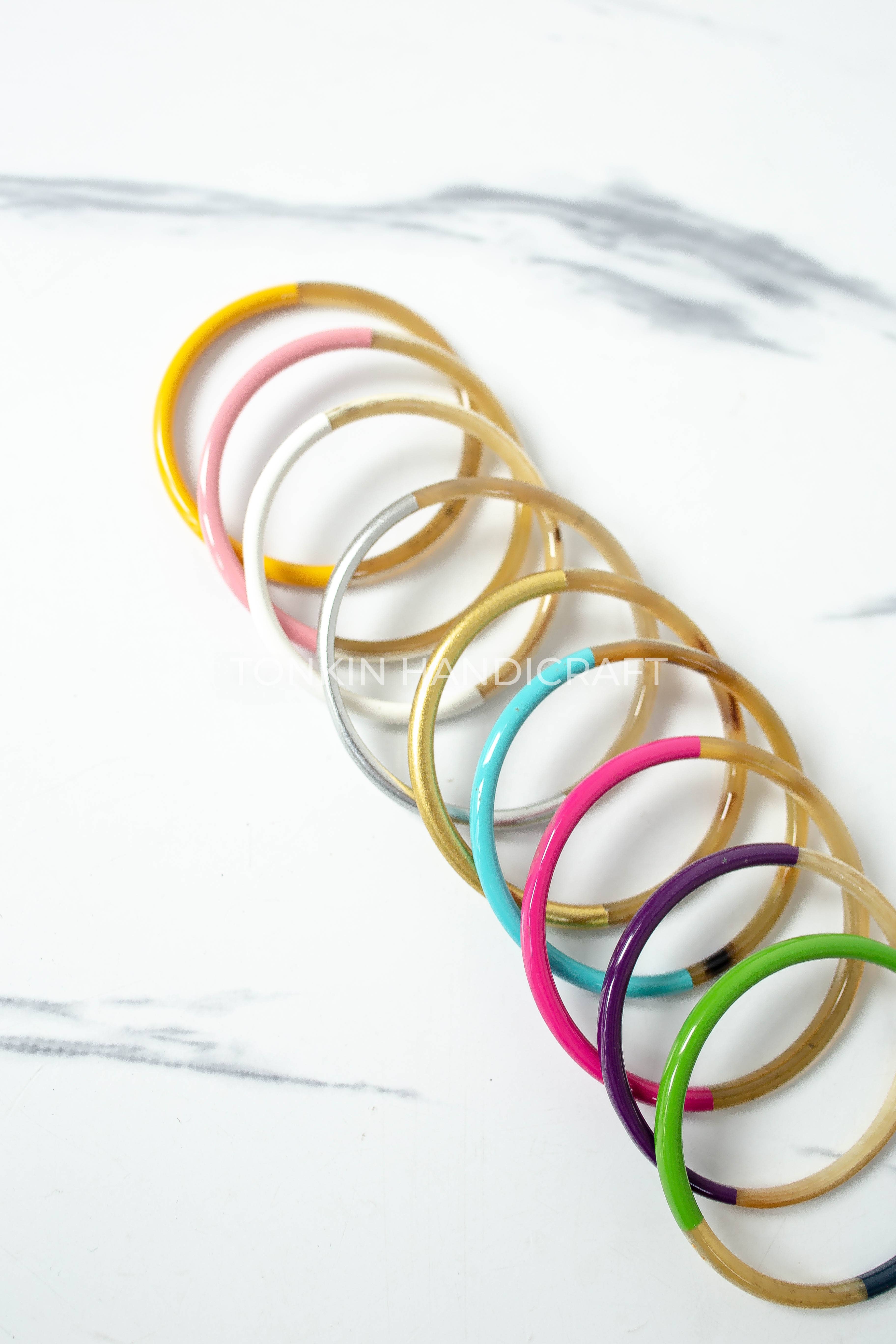 Tonkin Handicraft - Vente Bracelet jonc - Bracelet jonc coloré en corne de buffle8