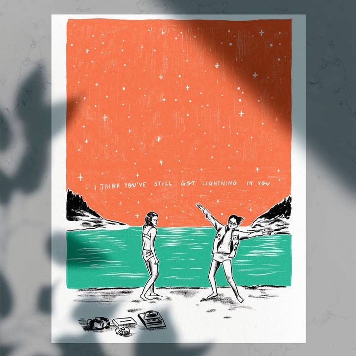 Moonrise Kingdom - On the Beach - A4 Art Print for wholesale by Spilt Milk Press