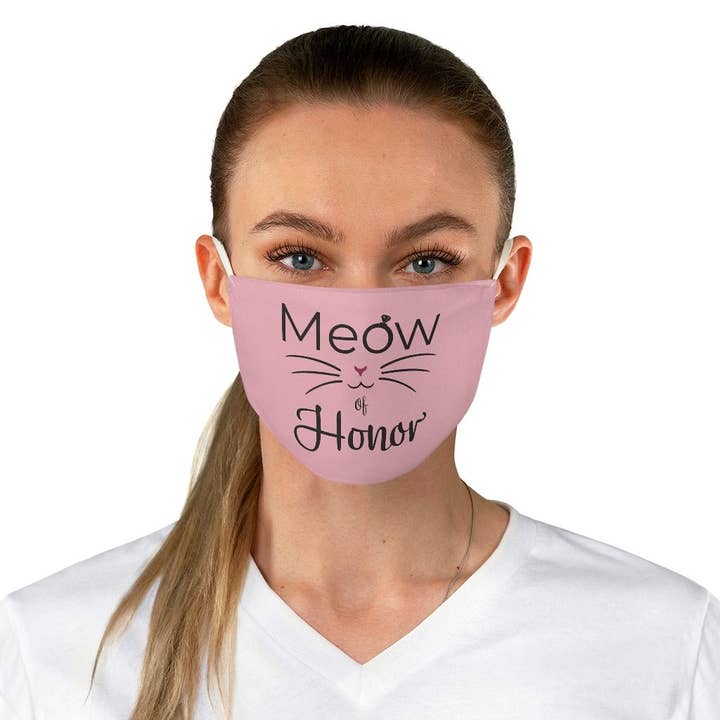 Meow of Honor - Pink Blush Bridal Party Face Mask for wholesale by Pink N Paw
