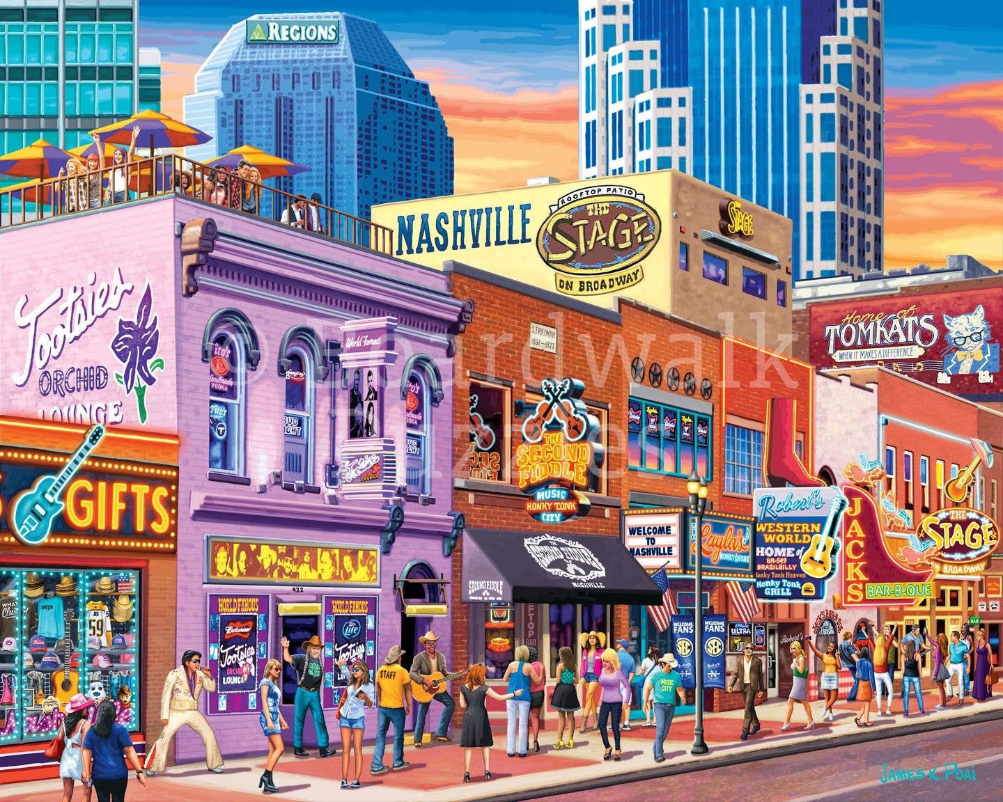 Boardwalk Puzzle Company - Wholesale Puzzle - Adult - Nashville Music City - 500 Piece1