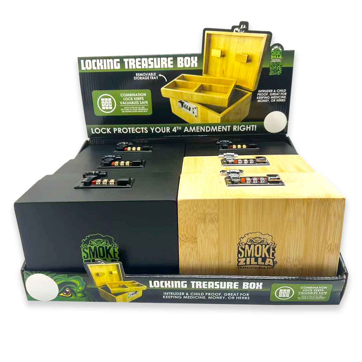 Wholesale SMOKEZILLA LOCKING WOOD TREASURE BOX 6/DISPLAY for your