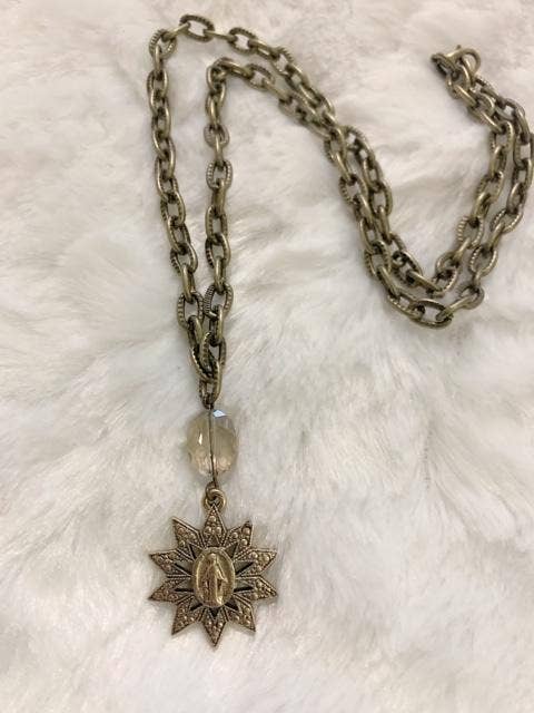 The Saint Mary Star Bronze Necklace for wholesale by Petals Jewelry Designs By Brandi Crain