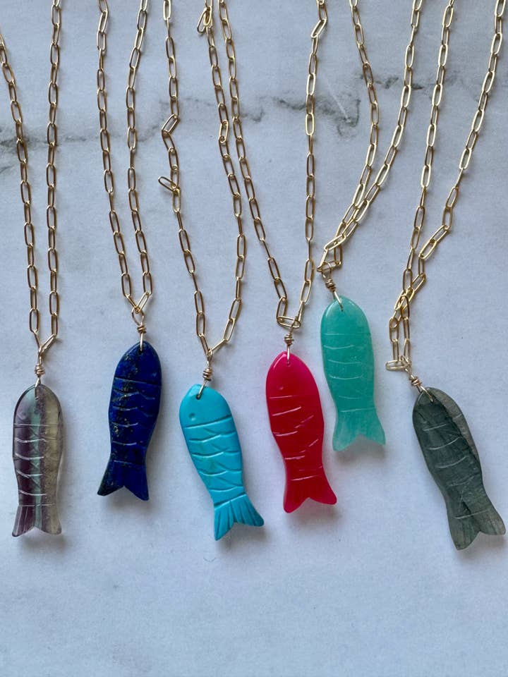 Asier Fish Necklace New Colors Added! for wholesale by Jessica Matrasko Jewelry