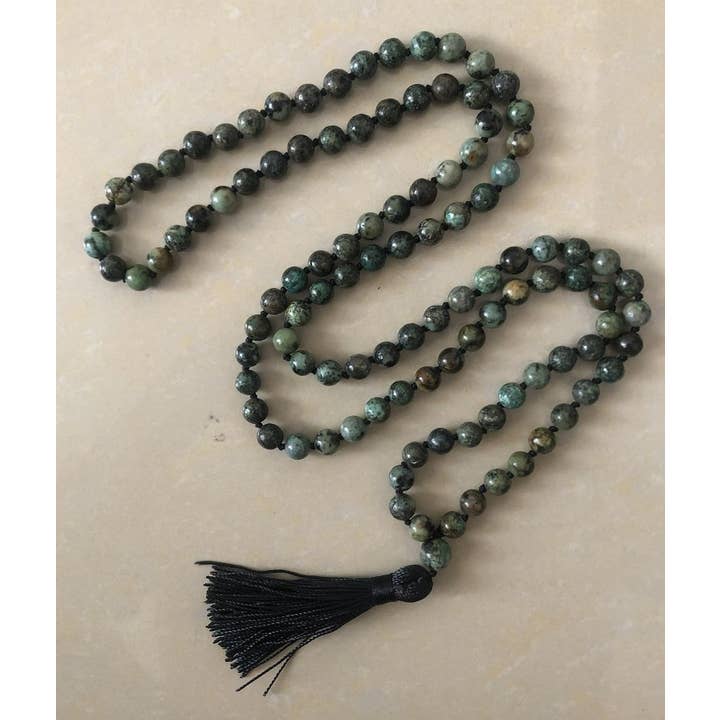 Namu Baru Inc. - Wholesale Prayer Beads Necklace - African Turquoise Knotted 108 Mala - Prayer Beads - 8mm