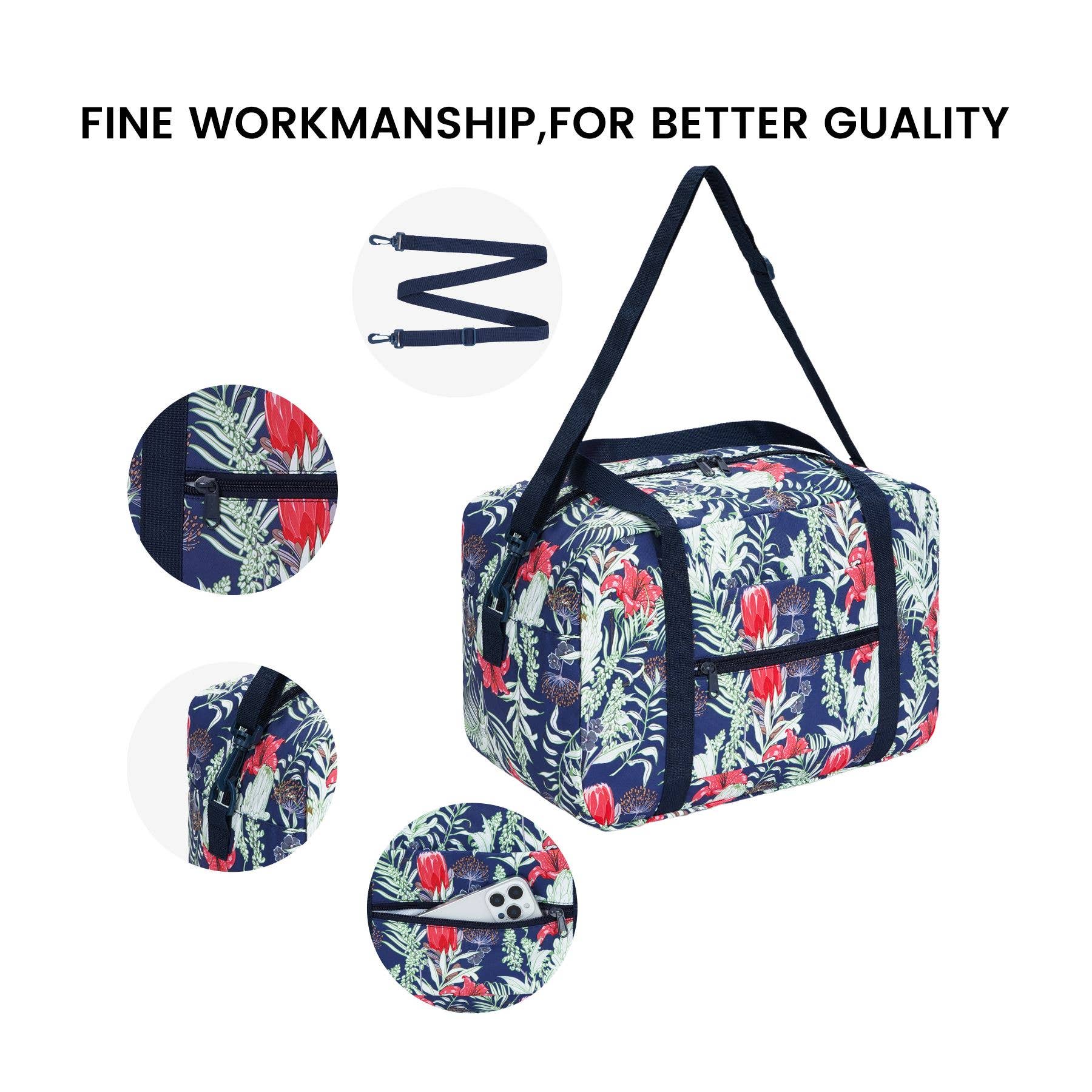 wandf – Saco de viagem - Mulher por atacado – Mala de Viagem Impressa 20L Armazenamento Sob o Assento para Companhias Aéreas49