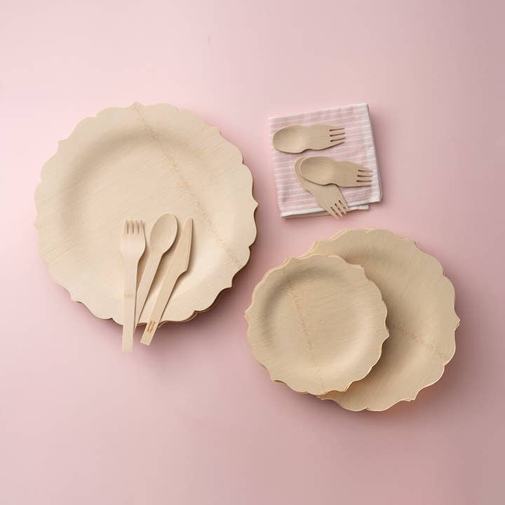 bambu® - Wholesale Disposable Plate - Disposable Bamboo Fancy Plates, Bulk Case of 100
