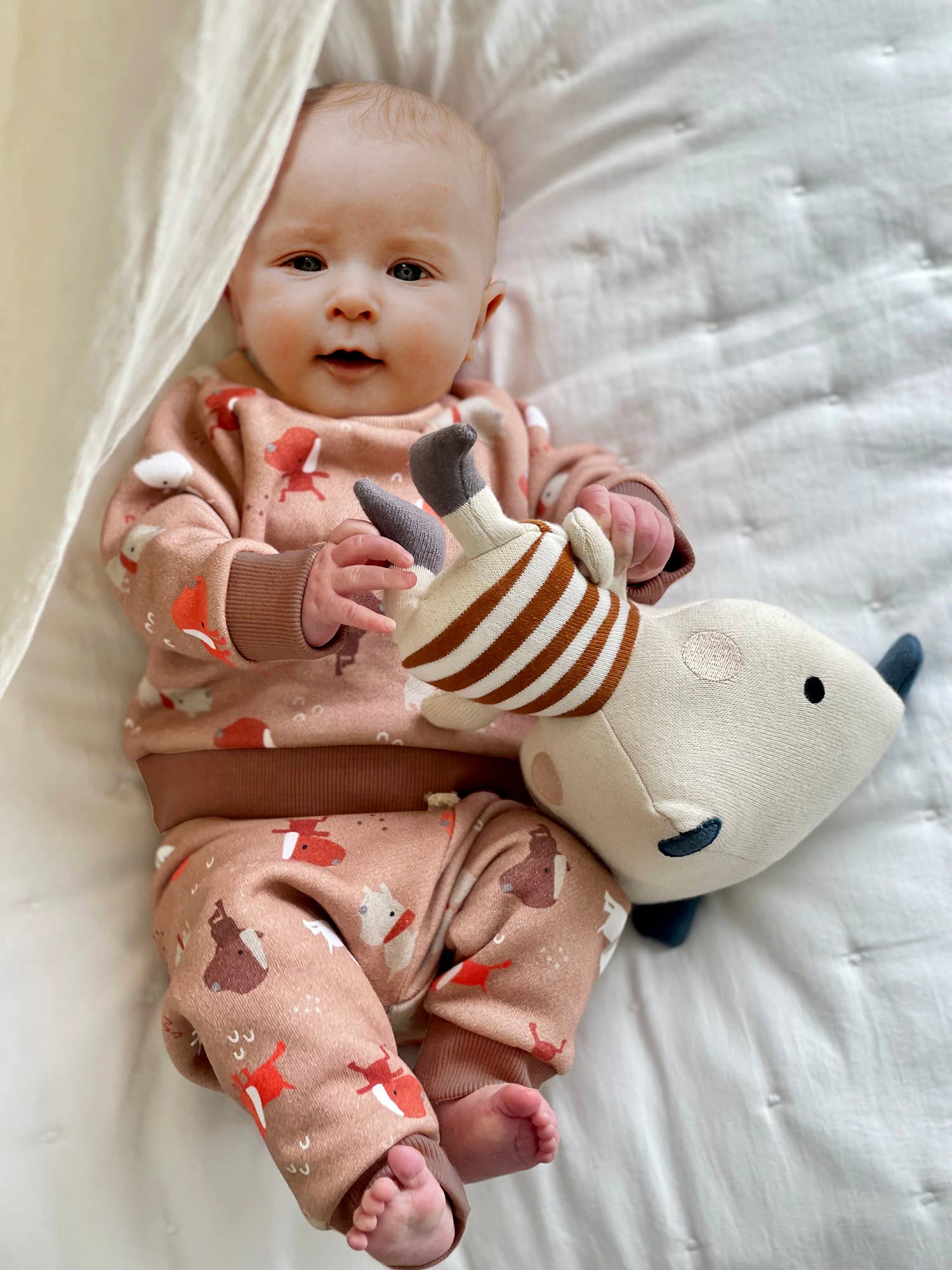 Rust Brown Yoga Dog FLEECE Baby Sweatshirt & Jogger Set -Organic Cotton for wholesale on Faire1