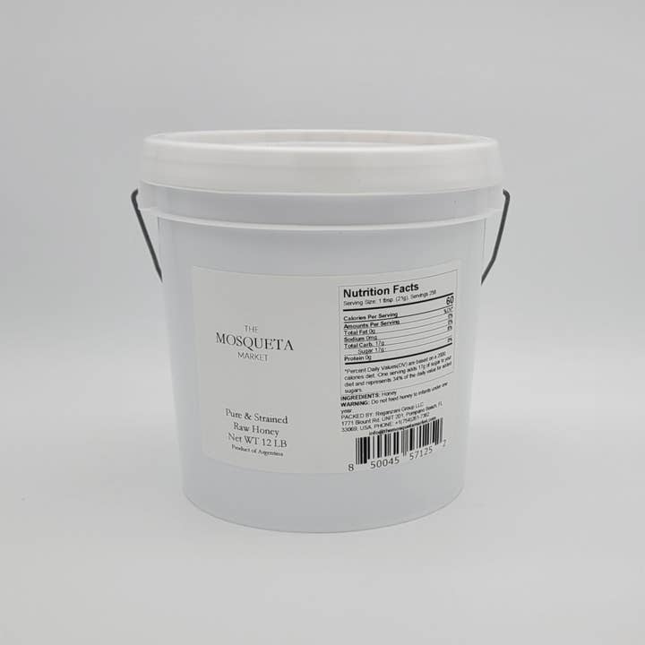 The Mosqueta Market - Wholesale Honey - 12lb Raw Honey - Pure and strained - 1 Gallon Honey