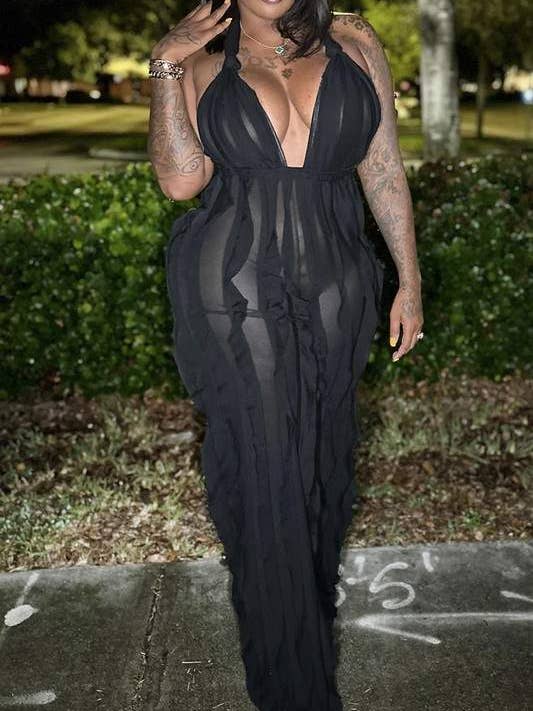 Flarix - Wholesale Jumpsuit - Women's - mesh ruffle halter jumpsuit6