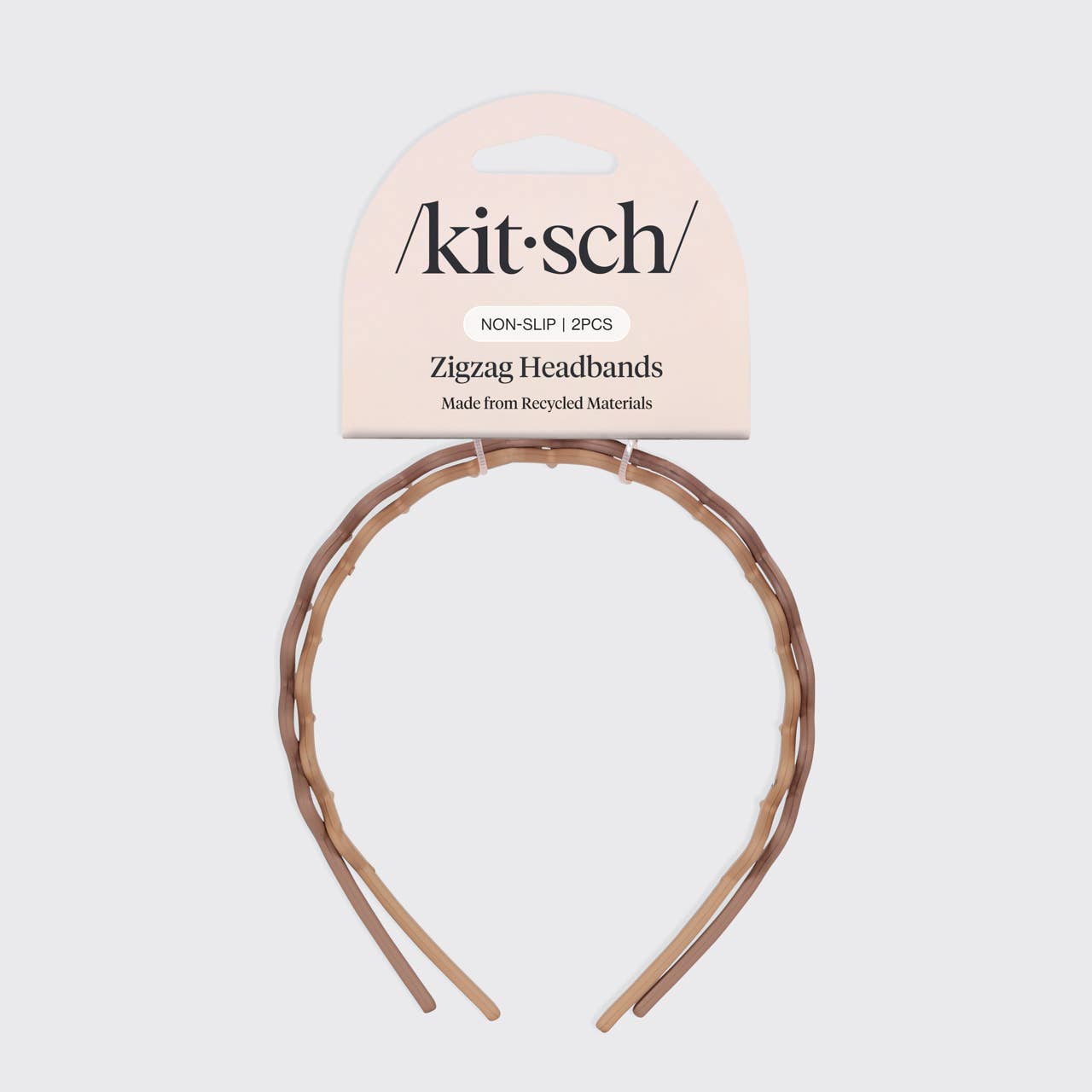 KITSCH - Wholesale Fashion Headband - Women's - Recycled Plastic Zig Zag Headband 2pc - Neutral3