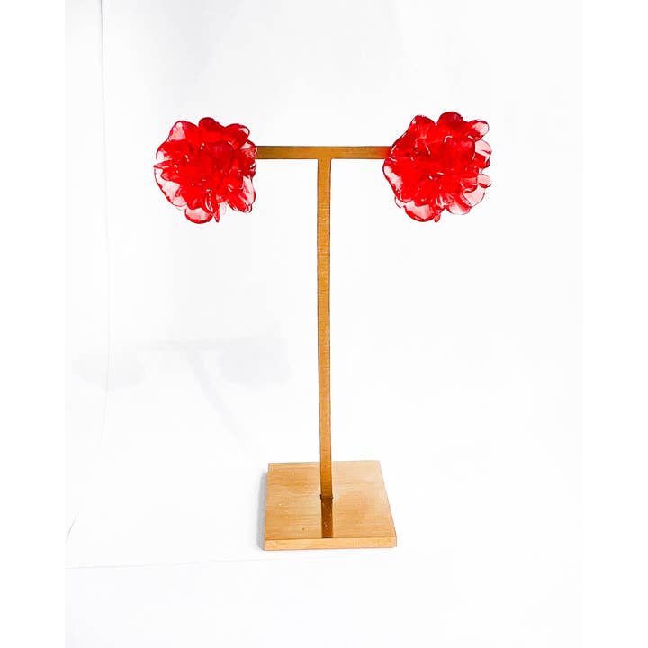 cukimber – wholesale Solitärörhängen – Röd Ringblomma Bloom Stud Örhängen