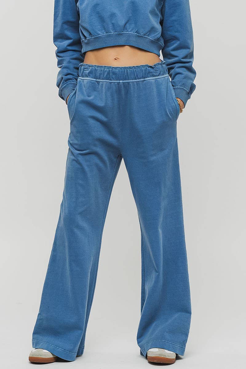 Urban Daizy - Wholesale Lounge Sweatpants/Joggers - Women's - Mineral Wash Wide Leg Elastic Waist Casual Sweatpants4