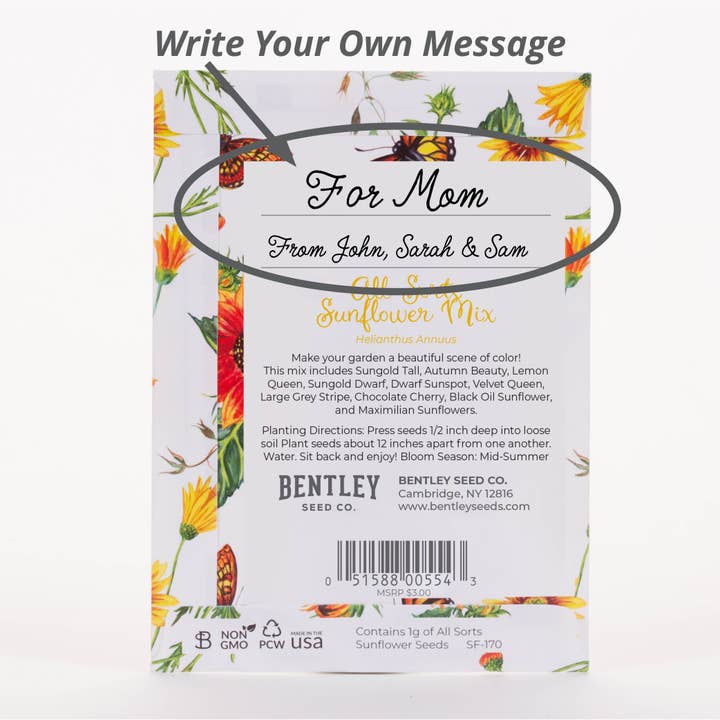 Bentley Seed Co. - Wholesale Mother's Day Card - Sunflowers For Mom - All Sorts Sunflower Seed Packets