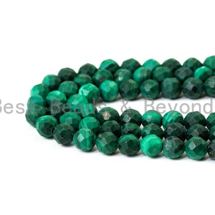 BestBeads&Beyond – wholesale Pärlor – BestBeads&Beyond Naturliga fasetterade runda malakitpärlor 2 mm, 3 mm, 4 mm, 39,4 cm hel tråd4