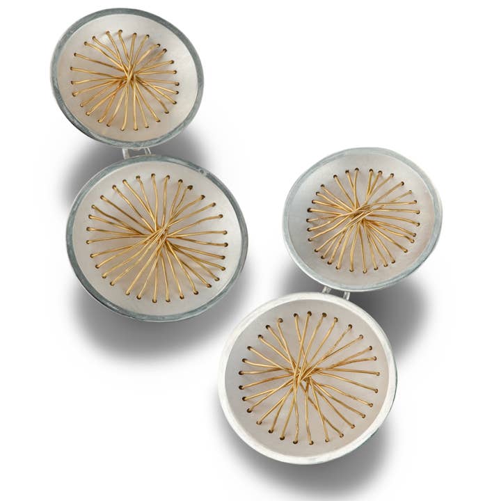 Double Sewn 22k Circle Earrings for wholesale by Suzanne Schwartz Jewelry