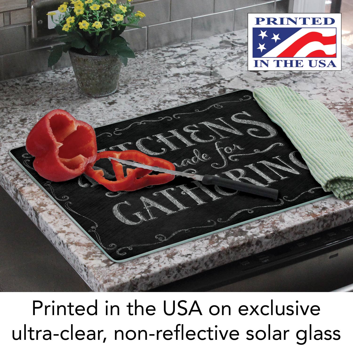 CounterArt/Highland Home/Thirstystone/CoasterStone - Wholesale Cutting Board - Chalk It Up Glass Counter Saver/Cutting Board 15" x 12"1