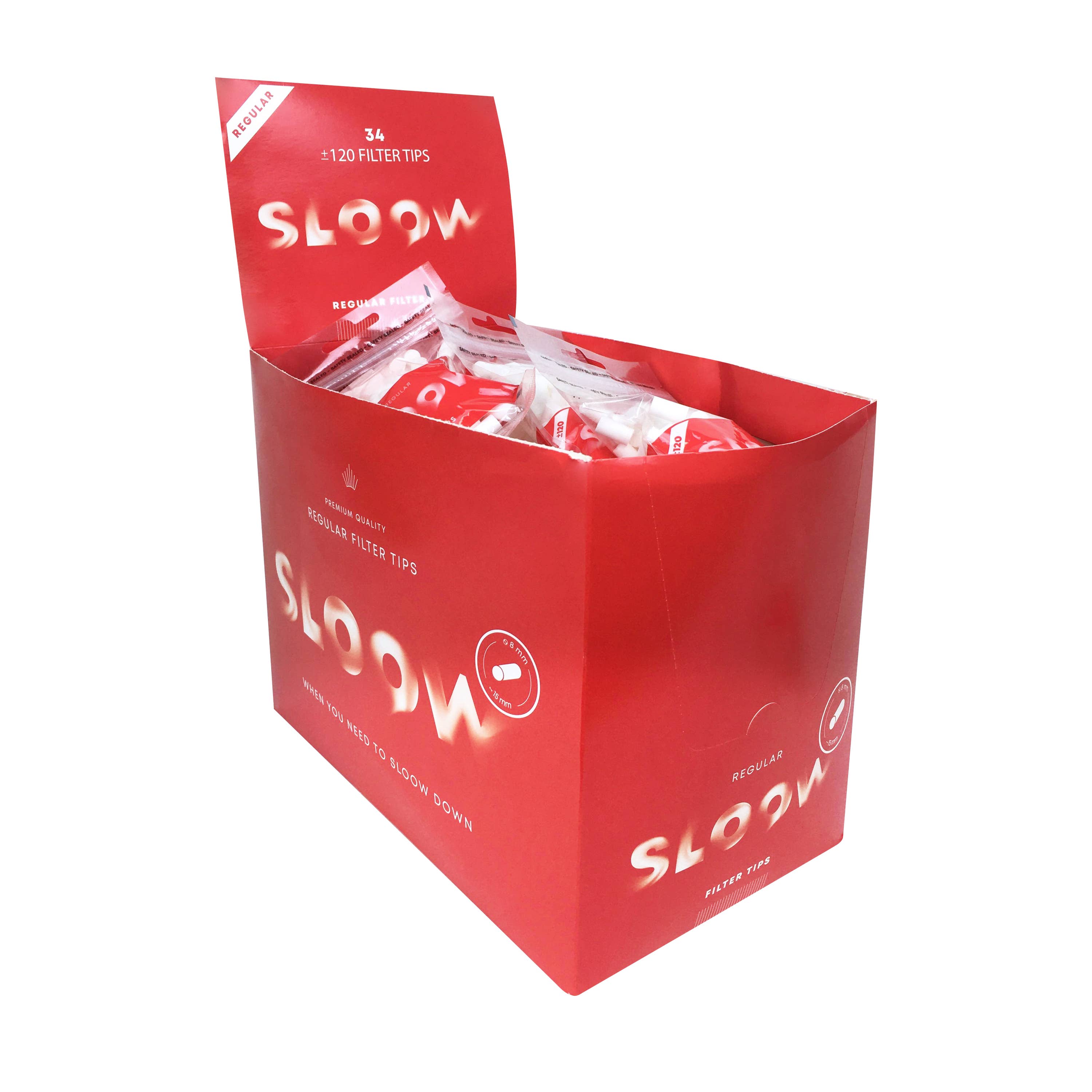 PROF - Wholesale Cigarette Case - SLOOW Cigarette filters 120 pc resealable zip bag Slim size 6 mm in diameter1