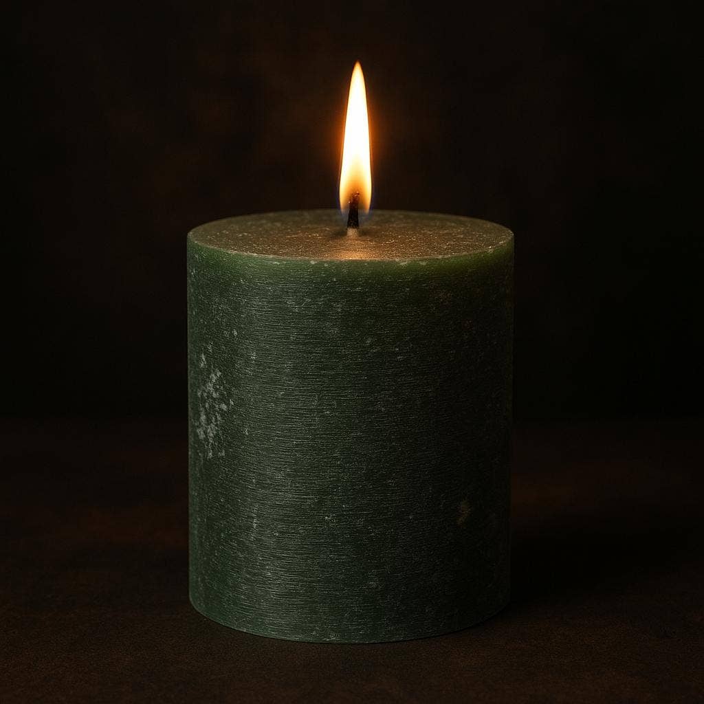 NHP International - Wholesale Pillar Candle - Green Sempre rustic pillar candles 8x10cm1