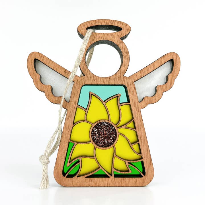 Sunflower Ornament | 3.5" (H) Angel Figurine | Mother's Angels® for wholesale by Forged Flare®