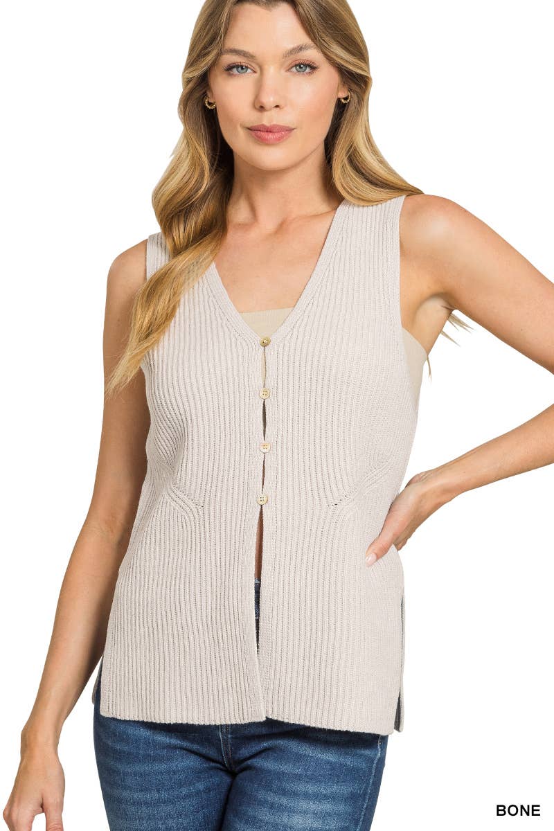 42POPS - Venta al por mayor Chaleco de abrigo - Mujer - Chaleco de Punto con 4 Botones 1016 SI-282492