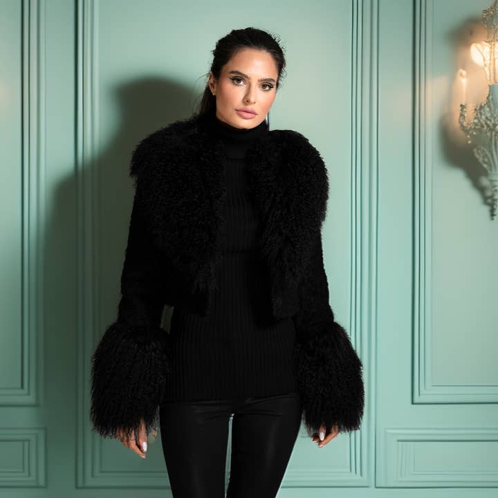 Black Cropped Mongolian Shearling Coat and other Purchase Wholesale nueces con cáscara. Free Returns & Net 60 Terms on Faire trending on Faire.