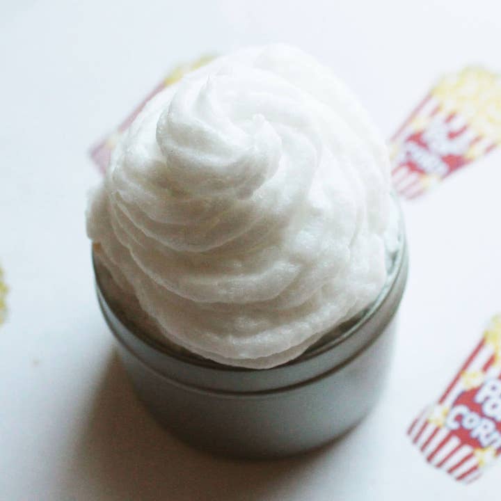 Beurre corporel fouetté au maïs soufflé au beurre - Beurre corporel naturel végétalien parfumé - Lotion fouettée pour la vente par Radical Works