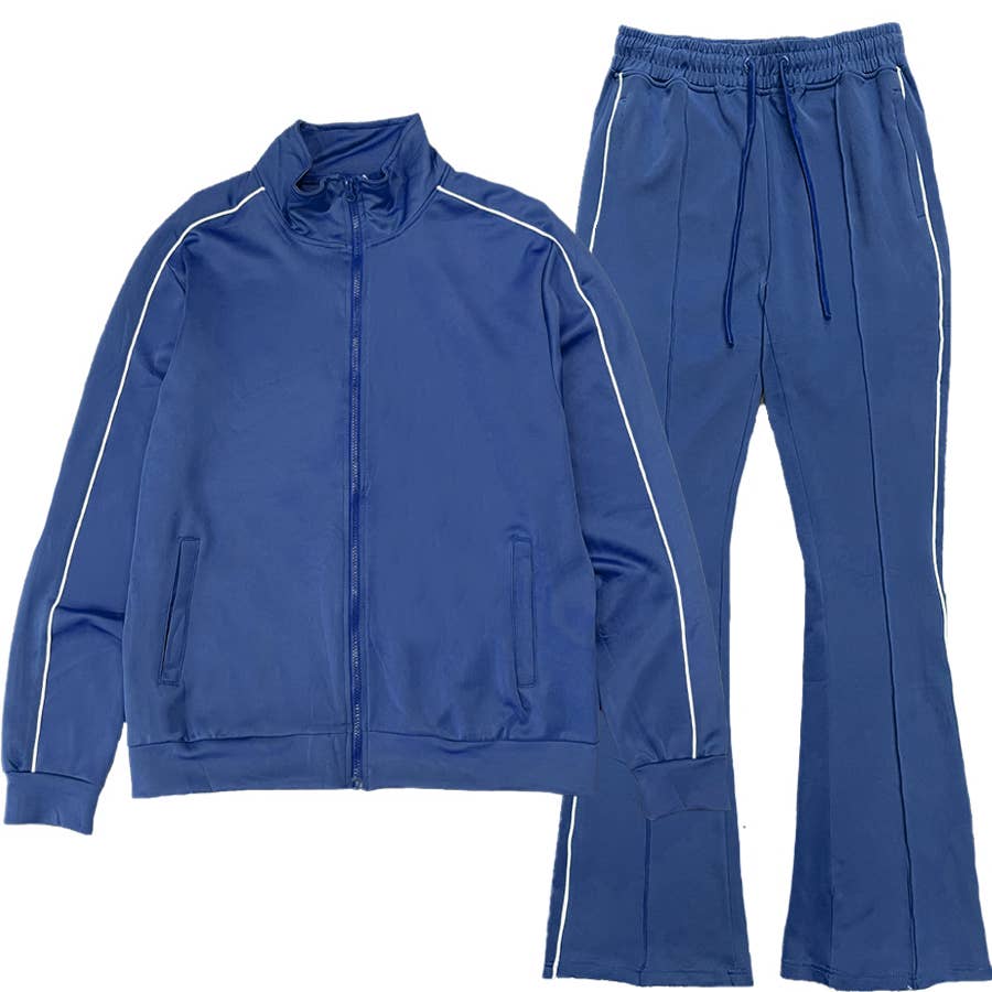 WEIV - Wholesale Tracksuit - Men's - Mens Stacked Flare Track Suit SET 1