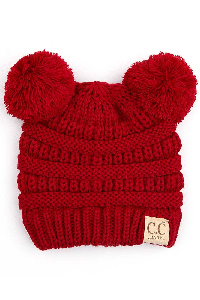 Hana - Venta al por mayor Gorro de lana - Niños - Gorro de punto C.C Baby con pompones dobles1