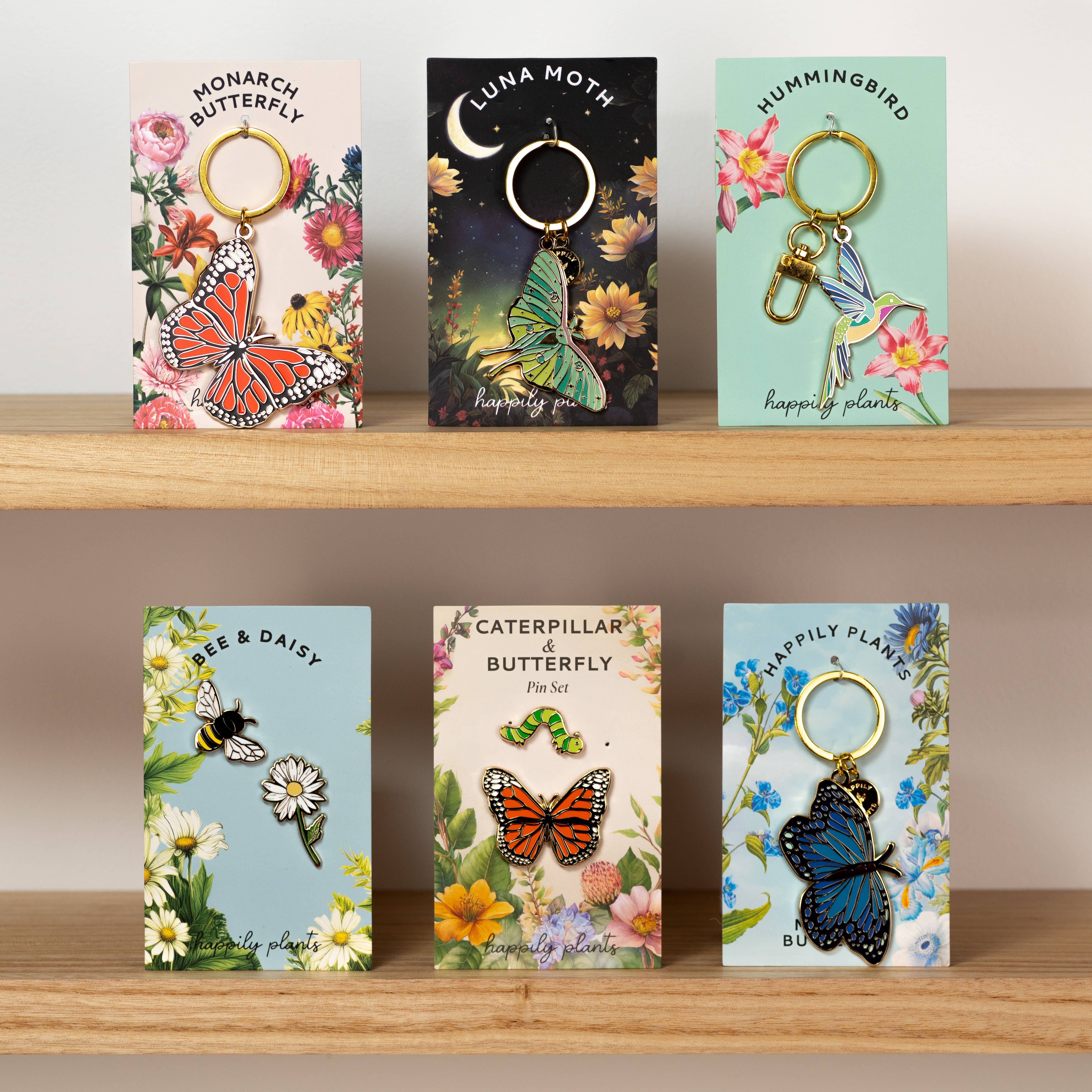 Happily Plants - Wholesale Lapel Pin/Button - Monarch Butterfly & Caterpillar Pin Gift Set, Transformation3