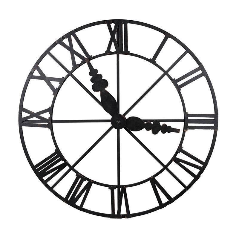 A&B Home Group Inc. - Wholesale Wall Accent - D46x2.5" Faux Clock Iron Wall Decor Roman Numerals - Black0