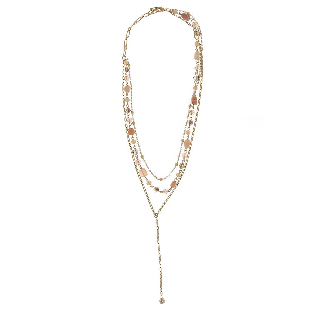 SAACHI - Vente Sautoir et collier en Y - Collier chaîne en perles dorées Layer Cake8