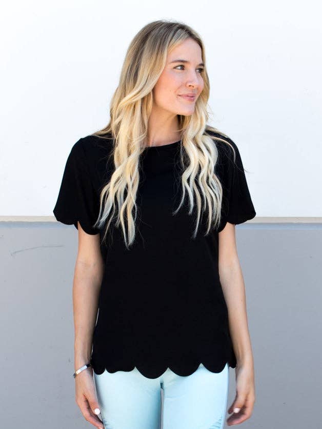 Tickled Teal - Vendita all'ingrosso Camicetta - Donna - Top con bordo a conchiglia0