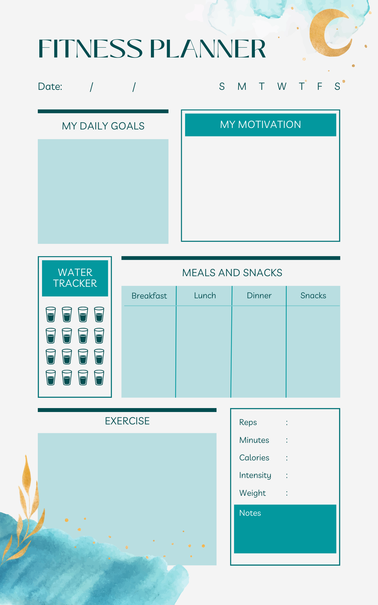 Missh Shop - Wholesale Planner - 8x5 Fitness Planner tracker 4 categories for workouts, exerc1