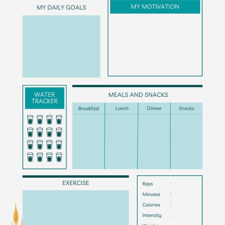 Missh Shop - Wholesale Planner - 8x5 Fitness Planner tracker 4 categories for workouts, exerc1