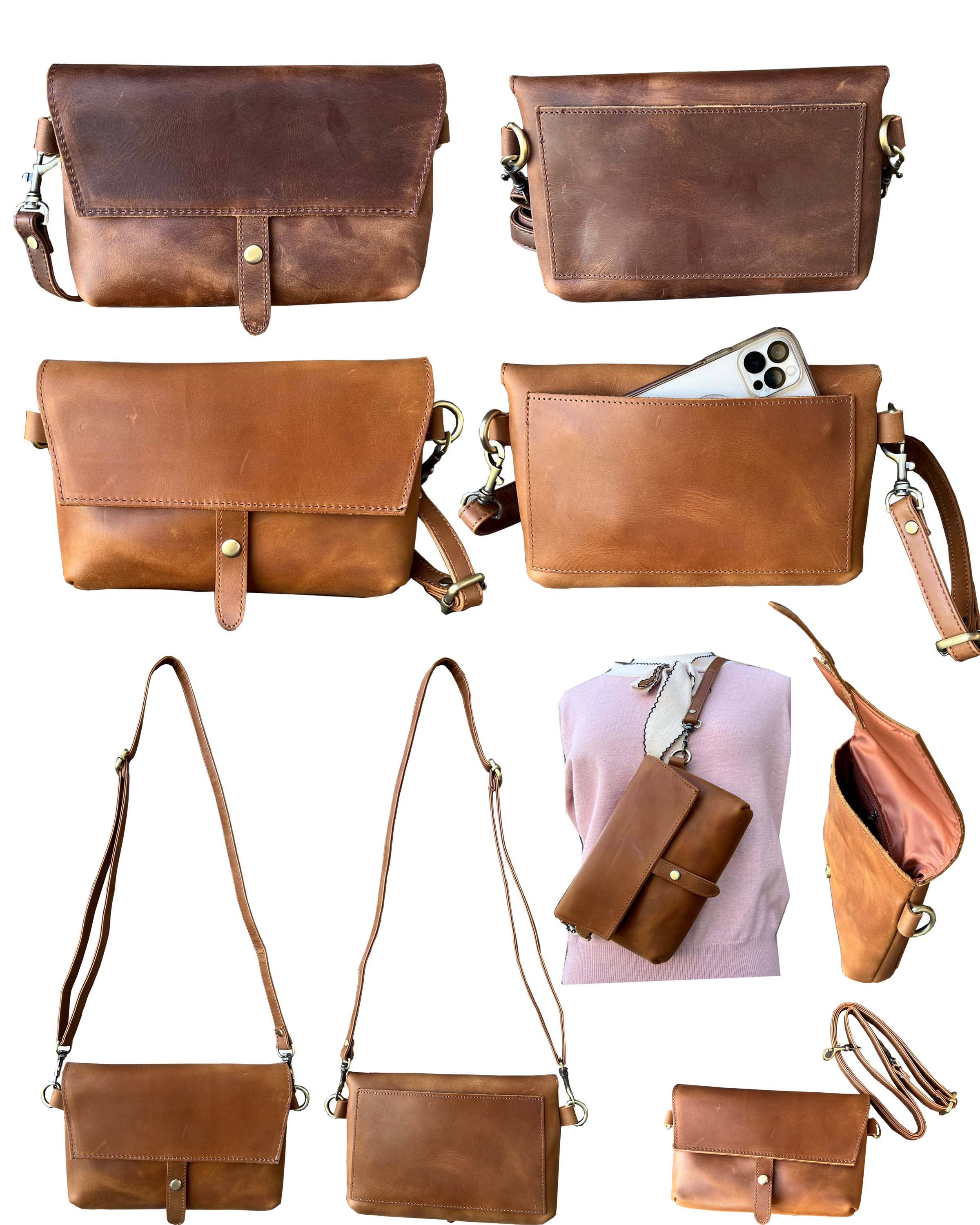 Roma Leathers, Inc. - Wholesale Crossbody Bag - Women's - W022L crazy horse genuine leather crossbody9