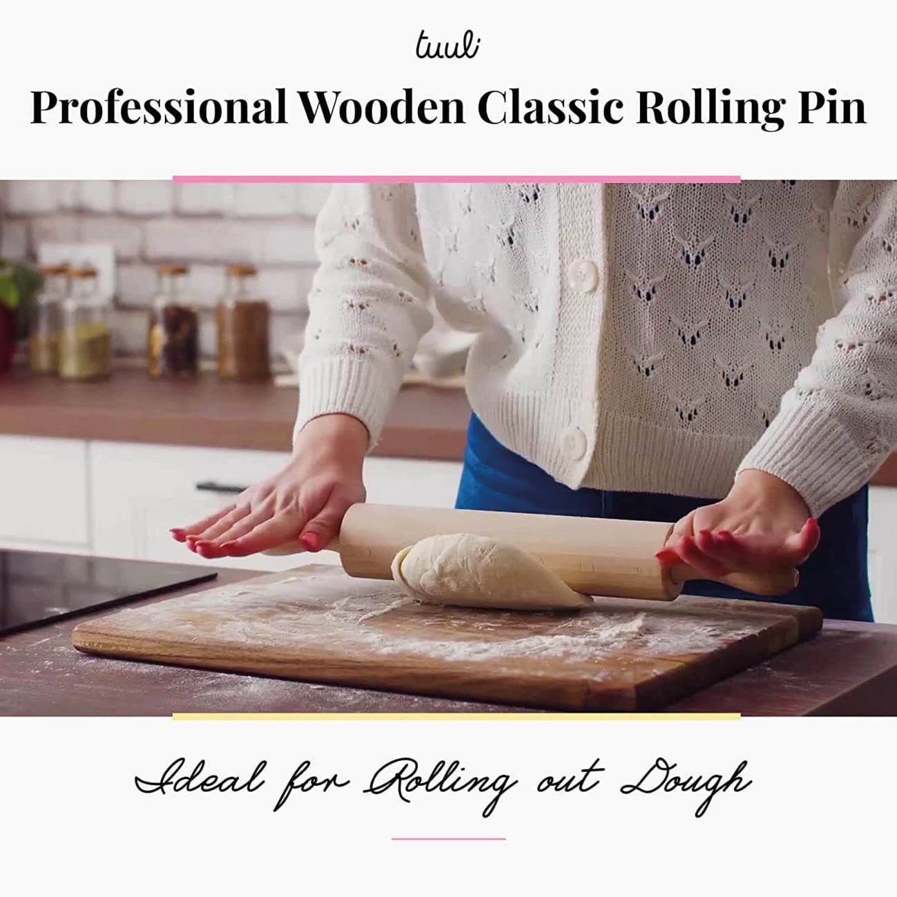 Tuuli GmbH – Engroshandel kagerulle – Professionel klassisk kagerulle i træ med roterende centrum (44 x 5,5 cm)10