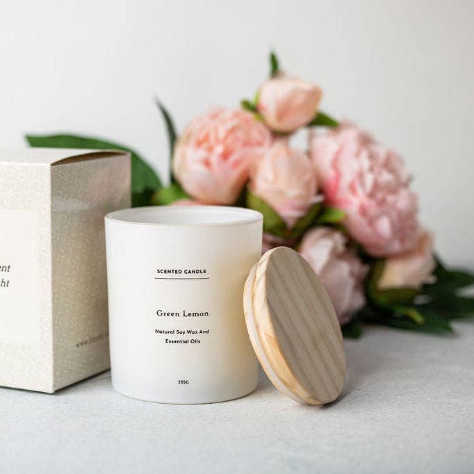 Candela profumata al limone verde - Grande vaso di vetro per la vendita all'ingrosso da parte di Lizush Creations