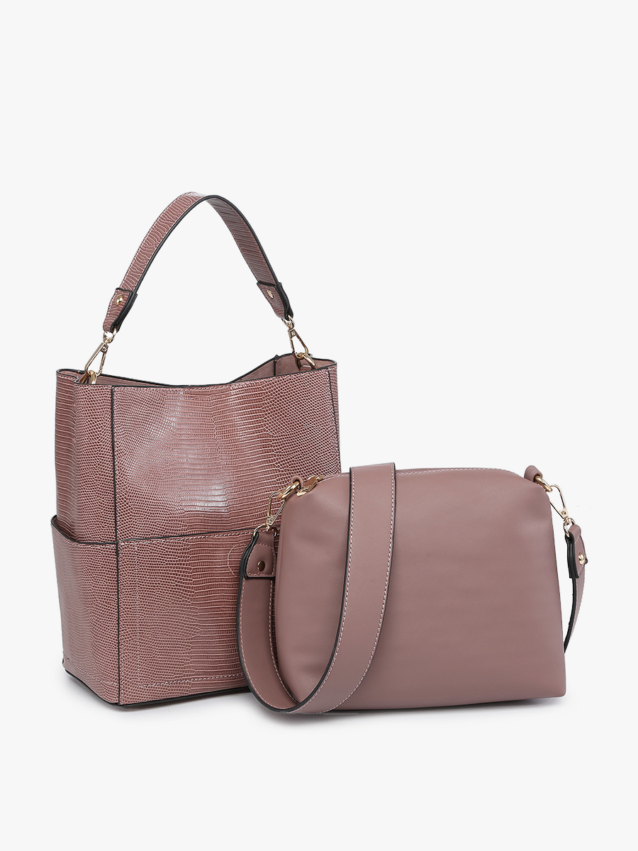 Jen & Co. – Großhandel Henkeltasche – Damen – M1714LZ Abby Lizard 2-in-1-Beuteltasche mit Gitarrengurt2