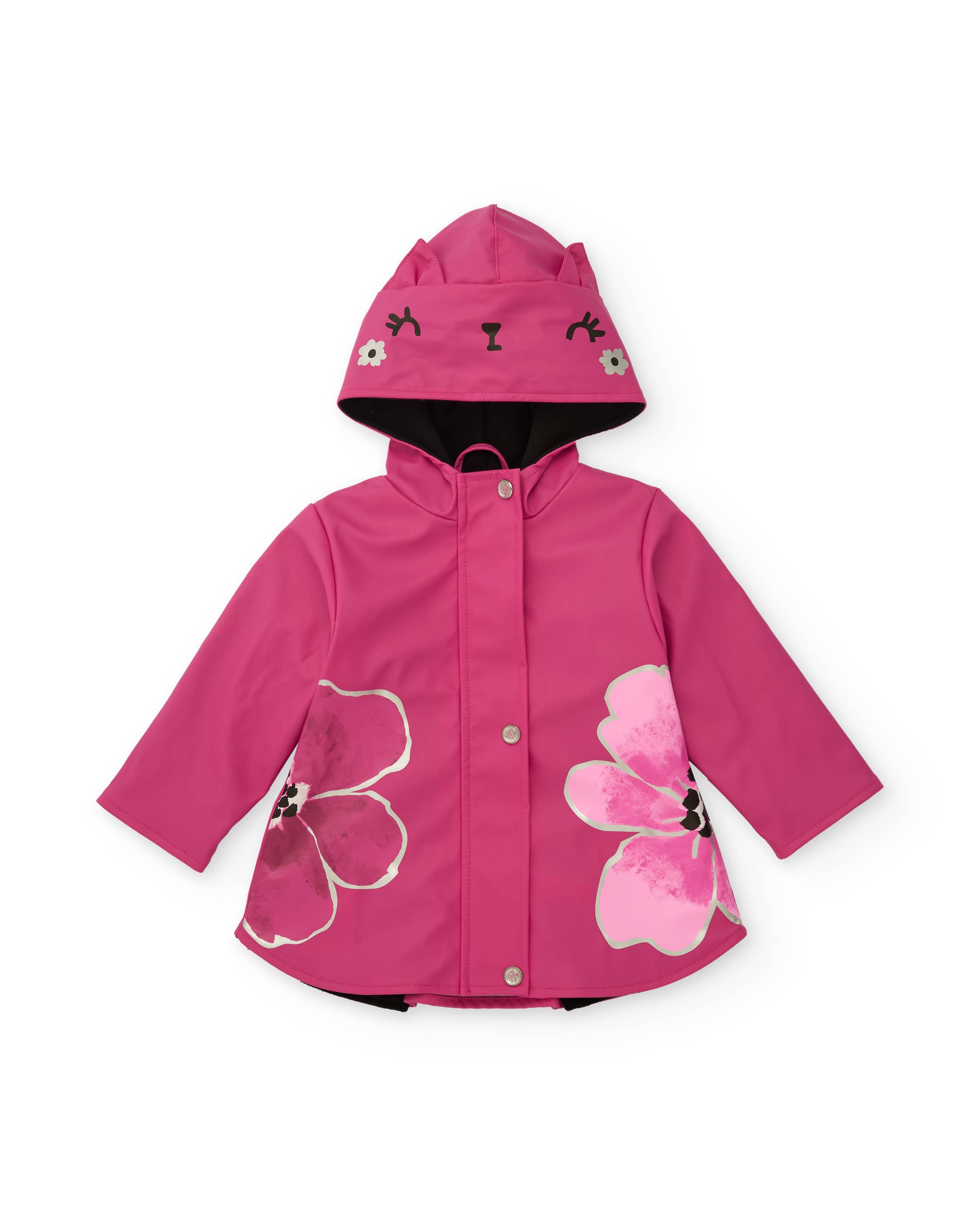 tuc tuc - Wholesale Raincoat - Kids - Girl's raincoat in fuchsia with decorative hood and flowers0