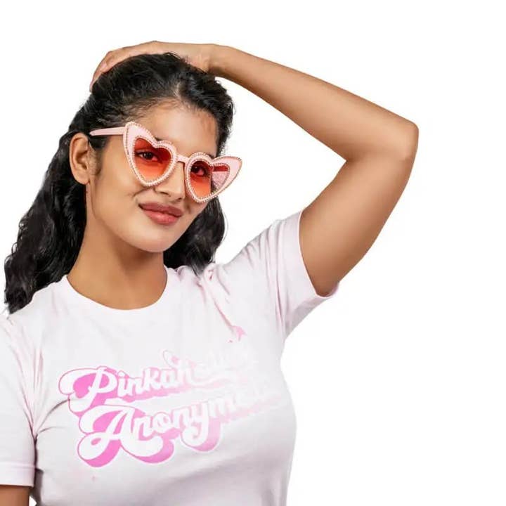 Pinkaholics Anonymous LLC - Wholesale Sunglasses - Women's - Pink Rhinestone Studded Cateye Sunglasses2